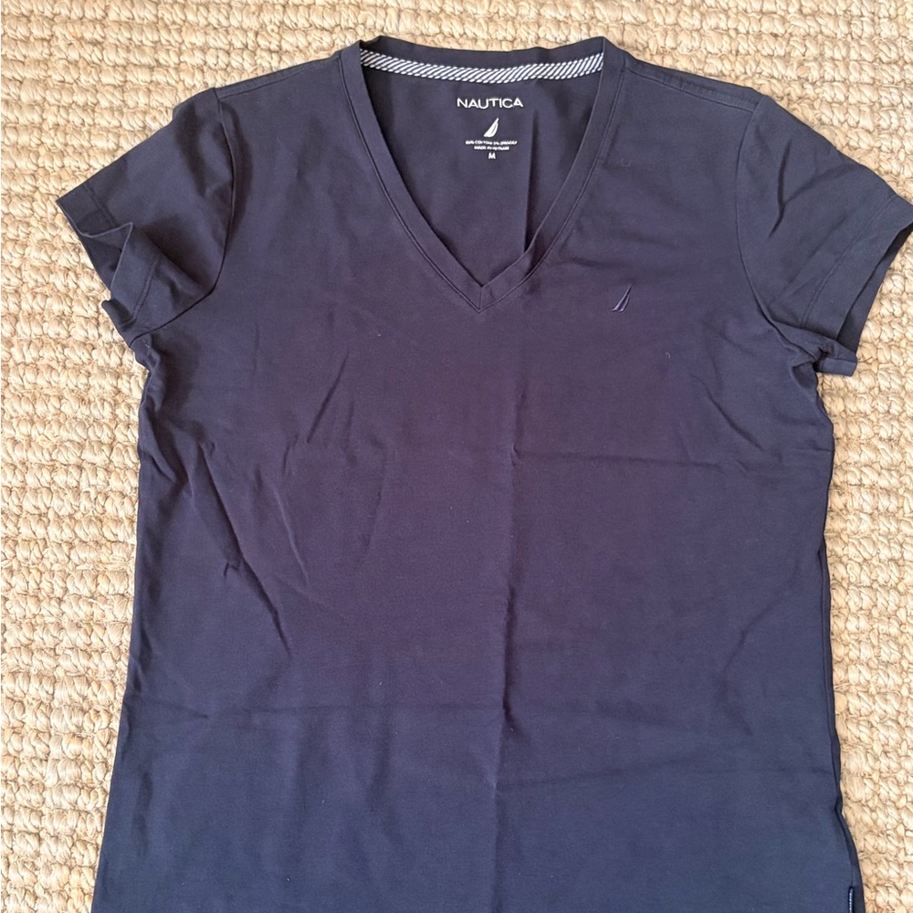 Nautica Women's Navy V-Neck Tee